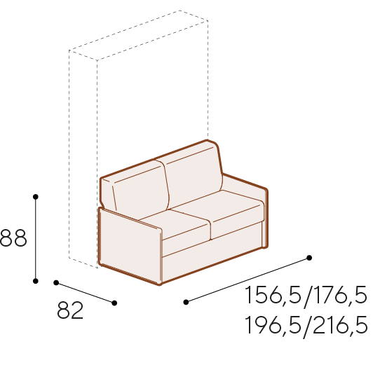 Divano Combo 2 posti modulare con braccioli da 2,5 cm
