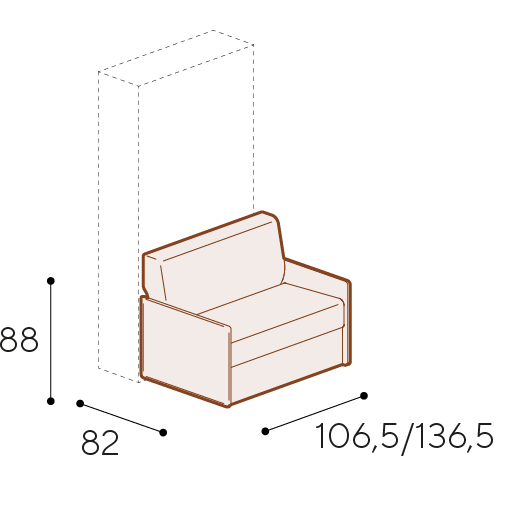 Poltrona Combo modulare con braccioli da 2,5 cm
